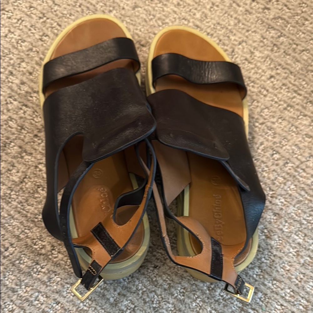 See By Chloe Black and Tan Sandals with Chic Design